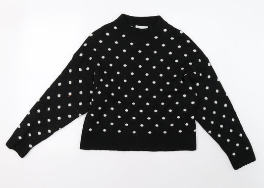 H&M Womens Black Polka Dot  Pullover Sweatshirt Size S