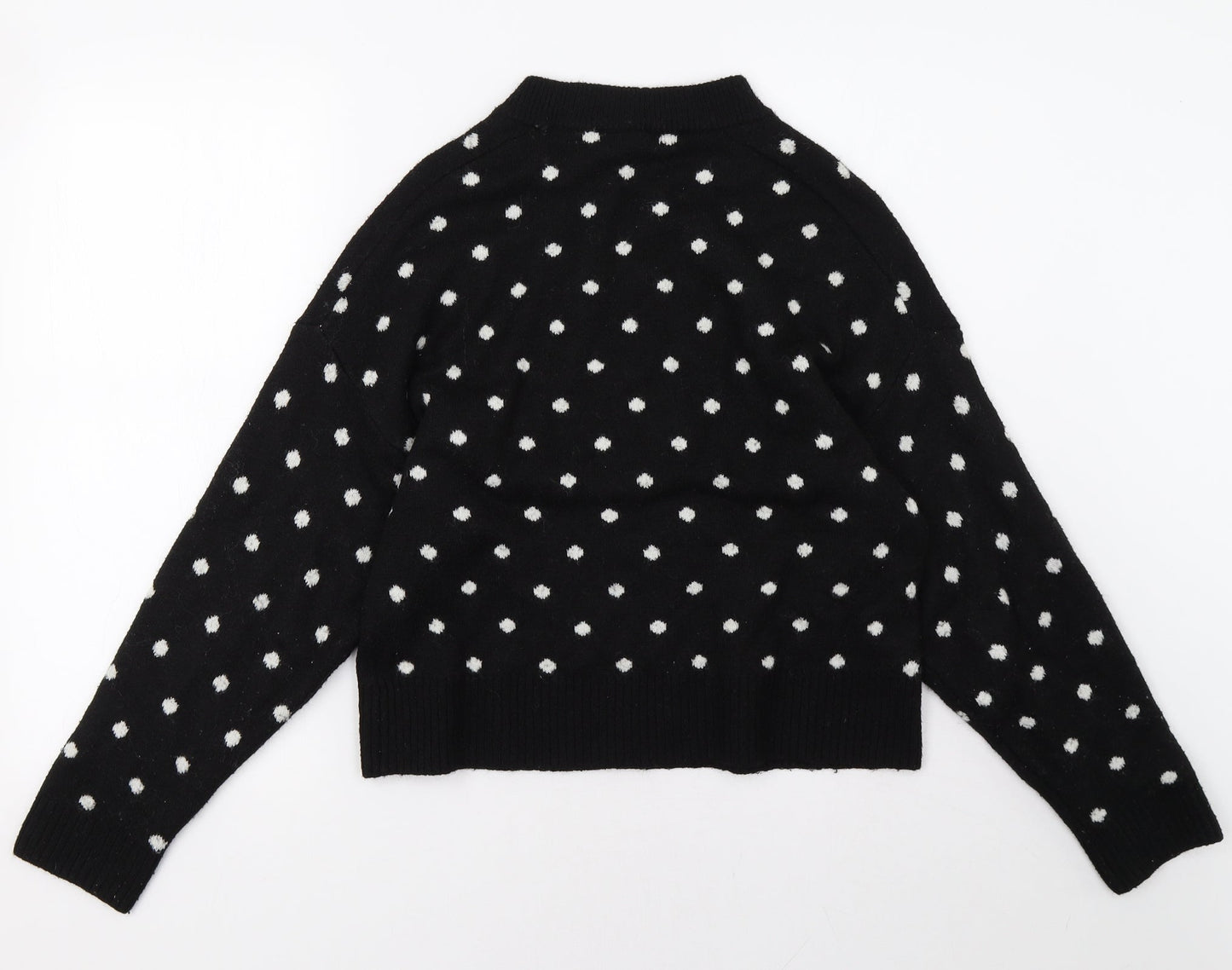 H&M Womens Black Polka Dot  Pullover Sweatshirt Size S