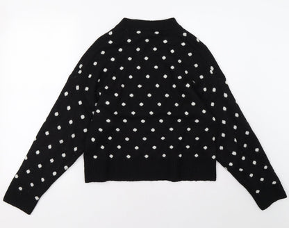H&M Womens Black Polka Dot  Pullover Sweatshirt Size S