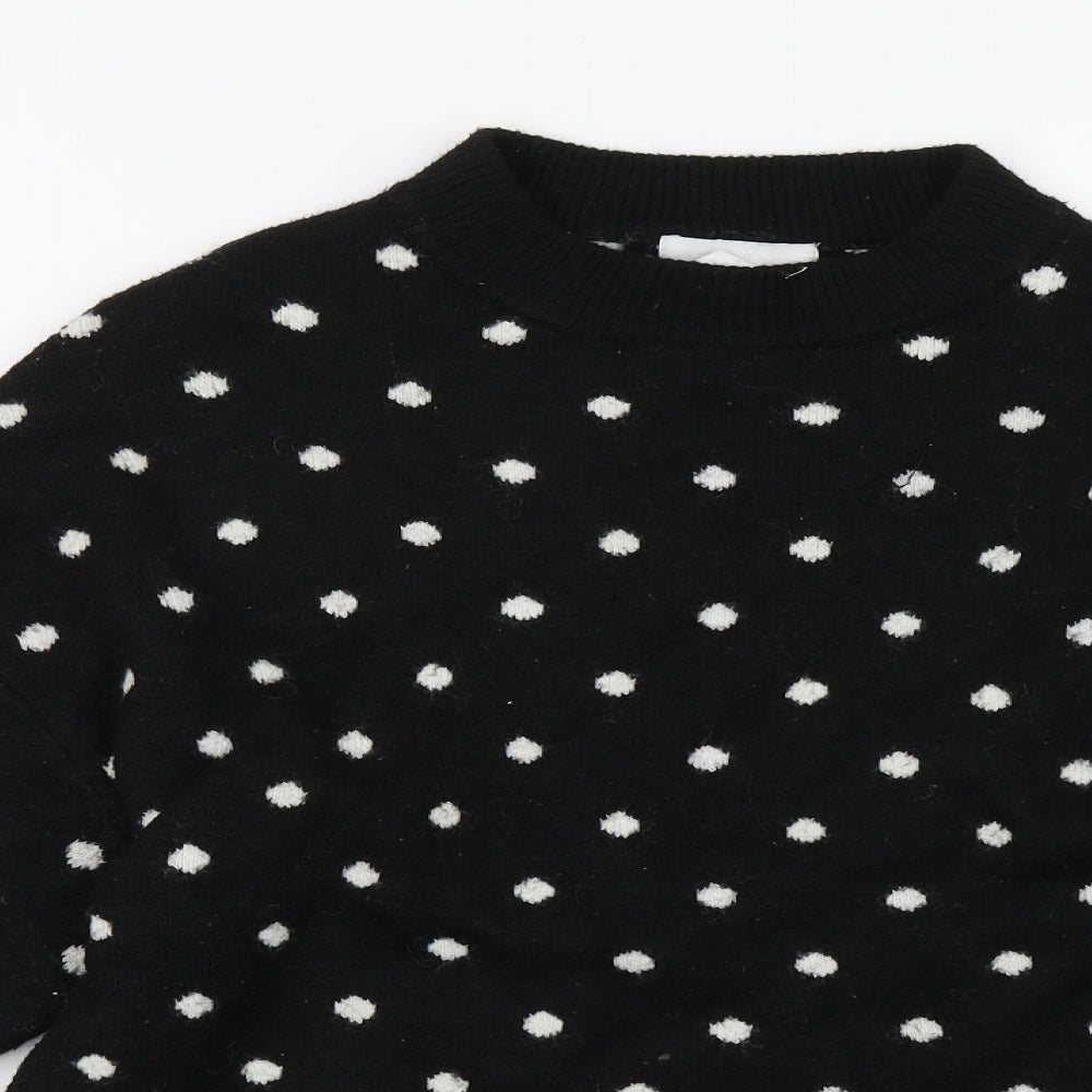 H&M Womens Black Polka Dot  Pullover Sweatshirt Size S