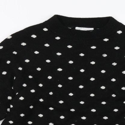 H&M Womens Black Polka Dot  Pullover Sweatshirt Size S