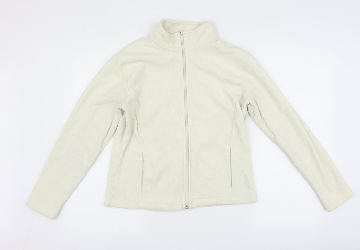 Womens UK Size 14 Marks and Spencer White Full Zip Jumper