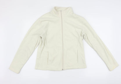 Womens UK Size 14 Marks and Spencer White Full Zip Jumper