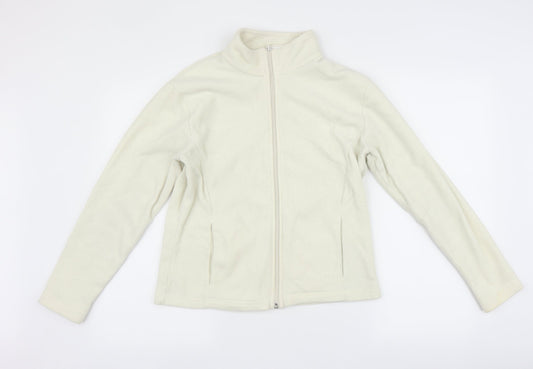 Womens UK Size 14 Marks and Spencer White Full Zip Jumper