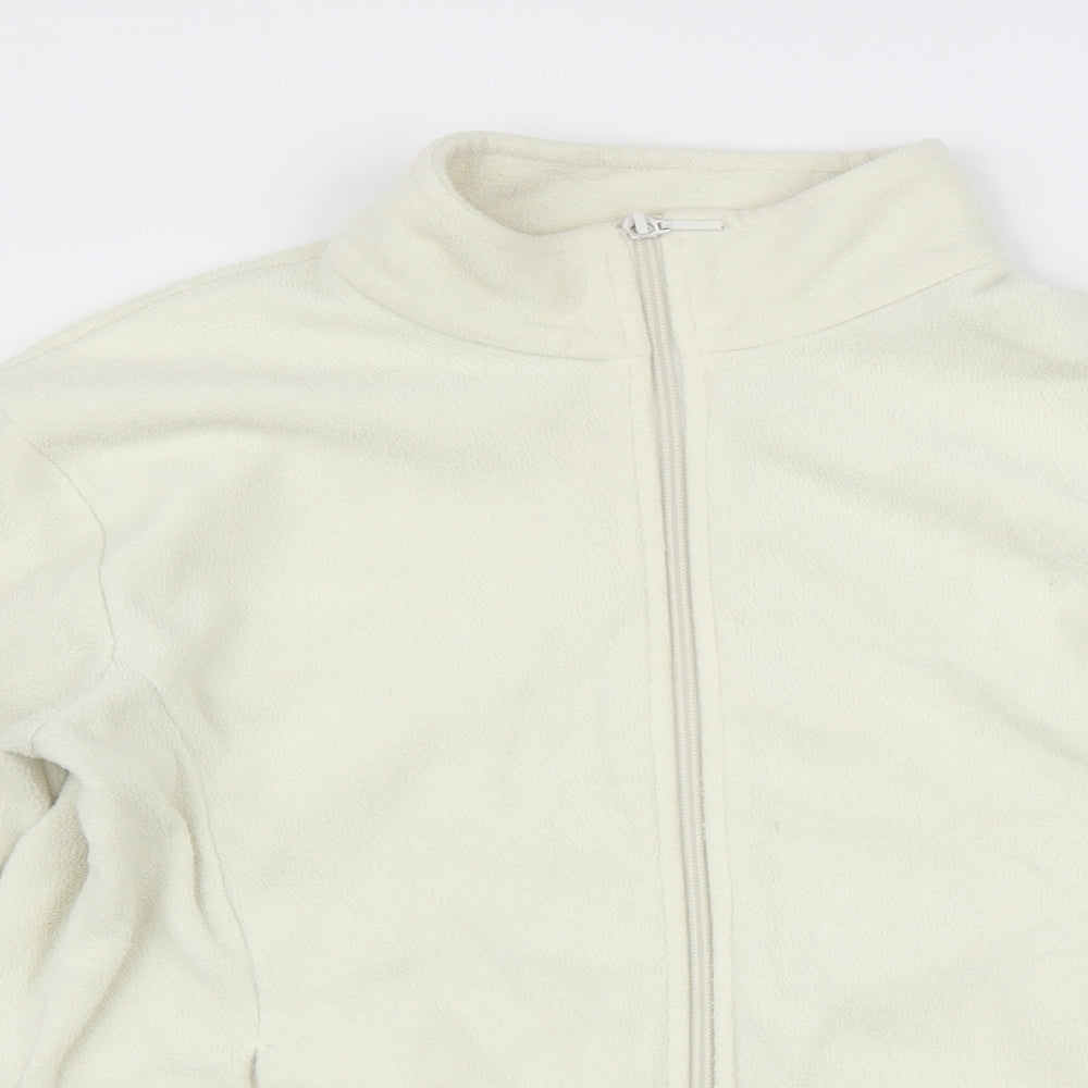 Womens UK Size 14 Marks and Spencer White Full Zip Jumper