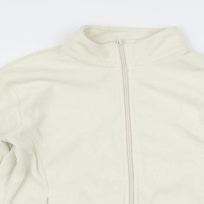 Womens UK Size 14 Marks and Spencer White Full Zip Jumper