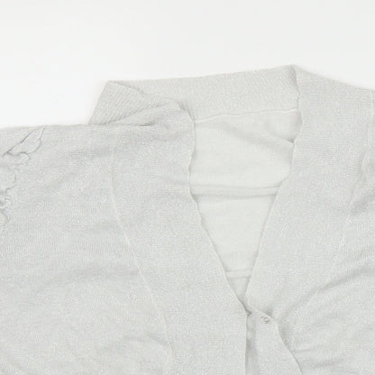 Womens UK Size 20 Glamorosa Silver Cardigan Jumper