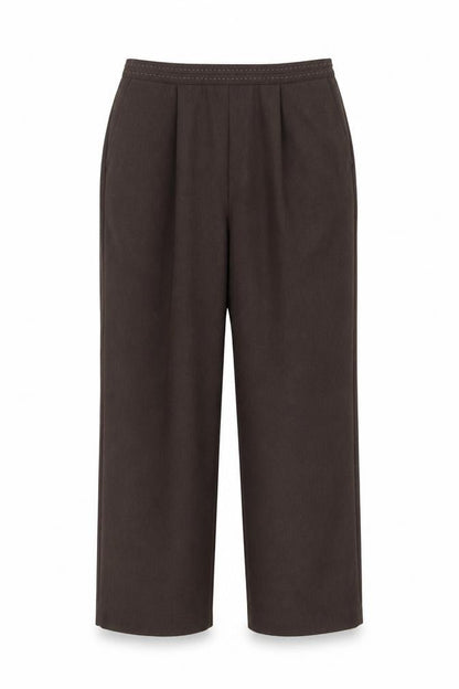Front view of Bonmarché women’s brown trousers, size UK 14, 24.5-inch leg