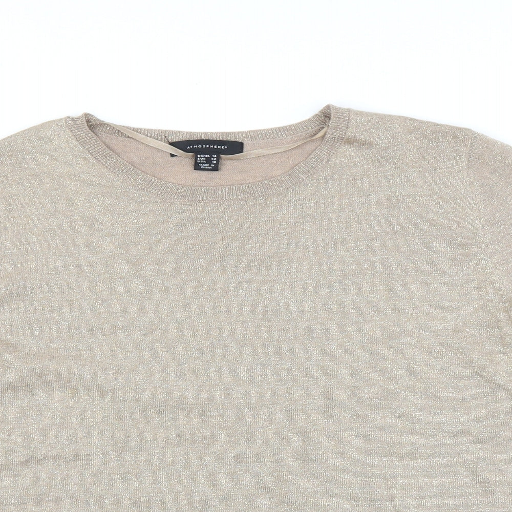 Womens UK Size 14 Atmosphere Gold Pullover Jumper