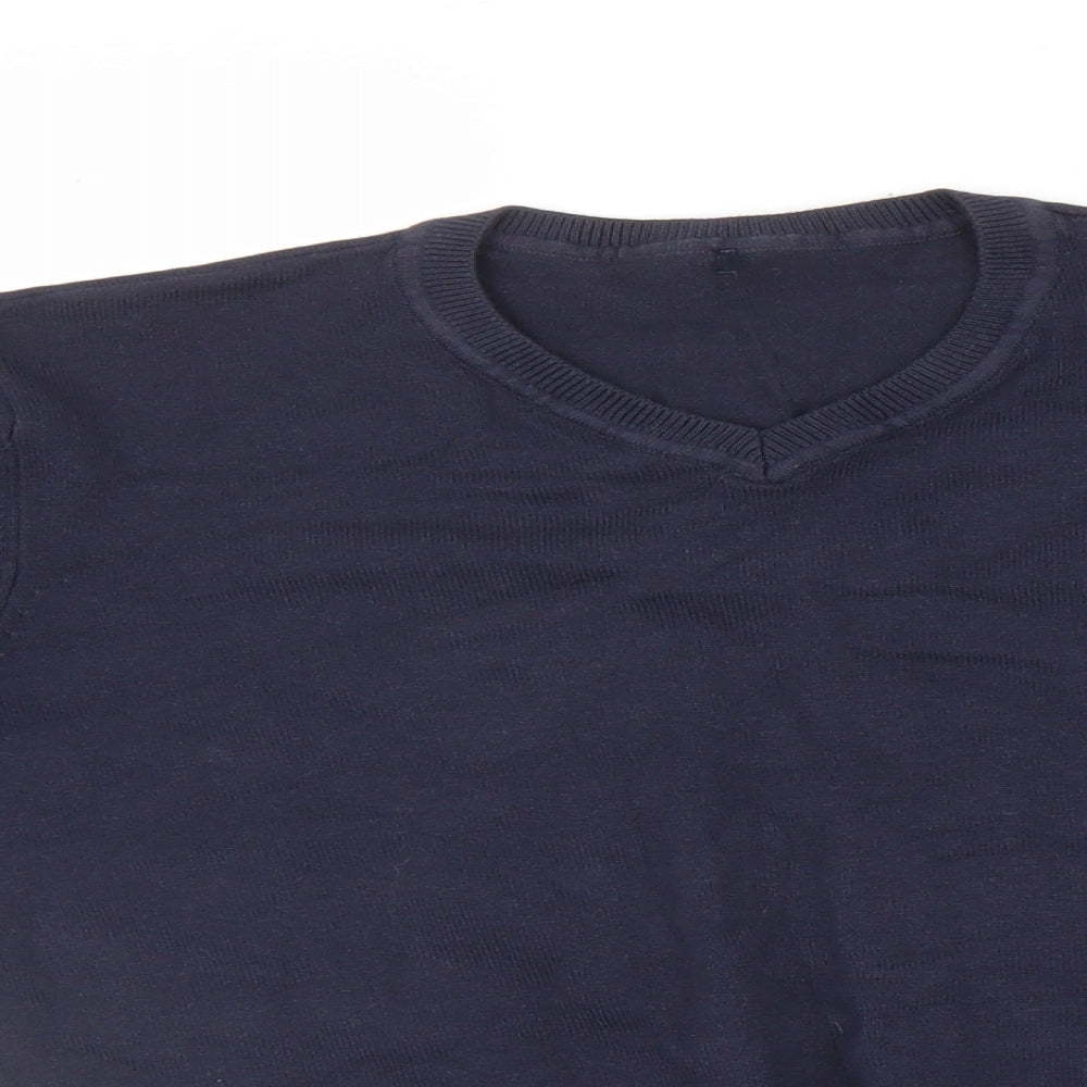 Close-up detail of George boys’ blue pullover sweatshirt, size 12-13, years