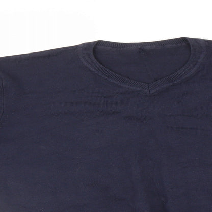 Close-up detail of George boys’ blue pullover sweatshirt, size 12-13, years
