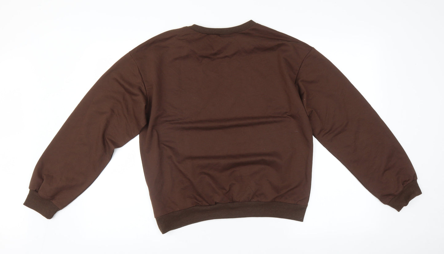 ROMWE Womens Brown   Pullover Sweatshirt Size M
