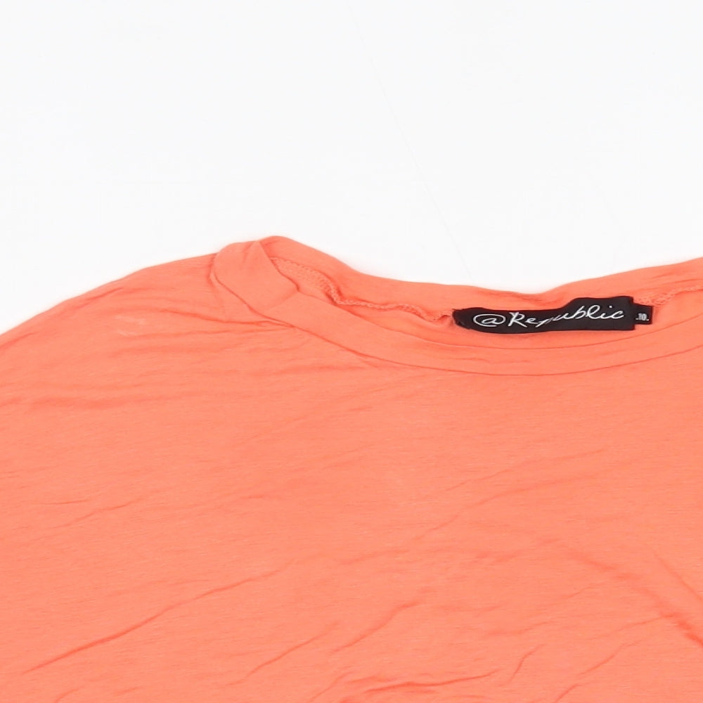 Womens UK Size 10 Republic Pink Cropped T-Shirt