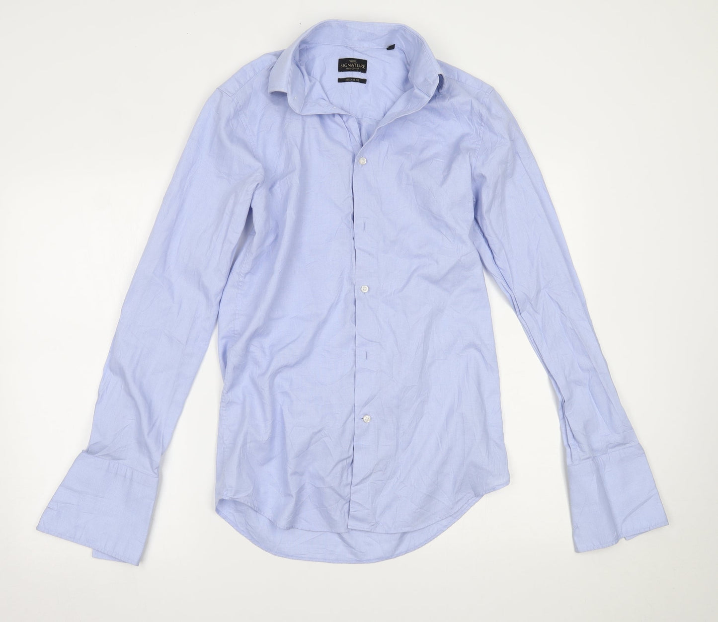 Mens UK Size 14.5 NEXT Blue  Button-Up Long Sleeve Casual Shirt