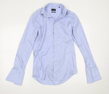 Mens UK Size 14.5 NEXT Blue  Button-Up Long Sleeve Casual Shirt