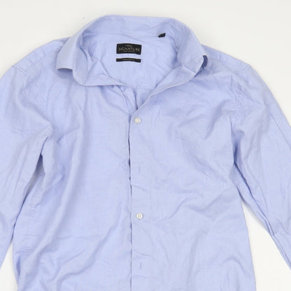 Mens UK Size 14.5 NEXT Blue  Button-Up Long Sleeve Casual Shirt