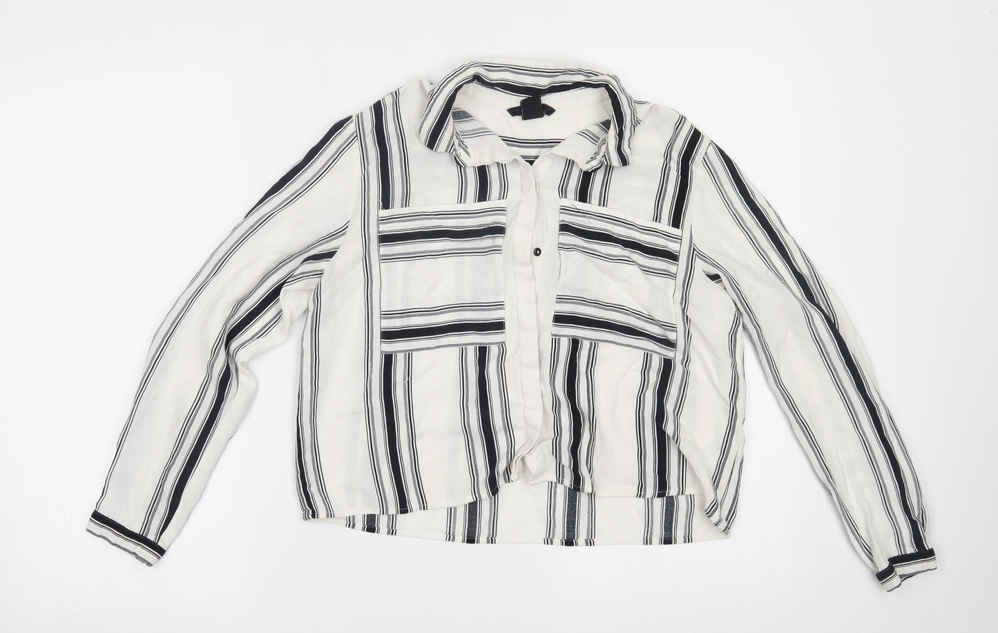 Womens UK Size 10 H&M White Basic Button-Up