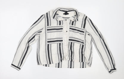 Womens UK Size 10 H&M White Basic Button-Up
