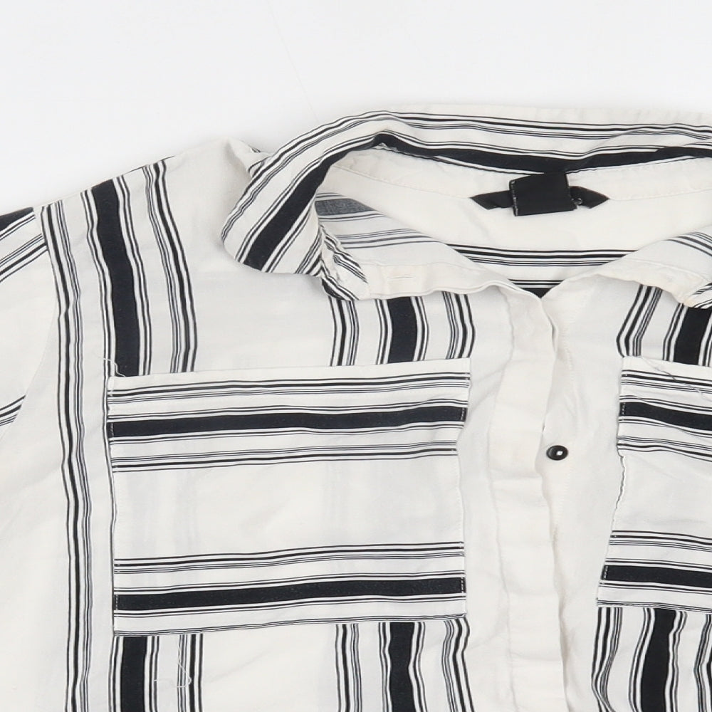 Womens UK Size 10 H&M White Basic Button-Up