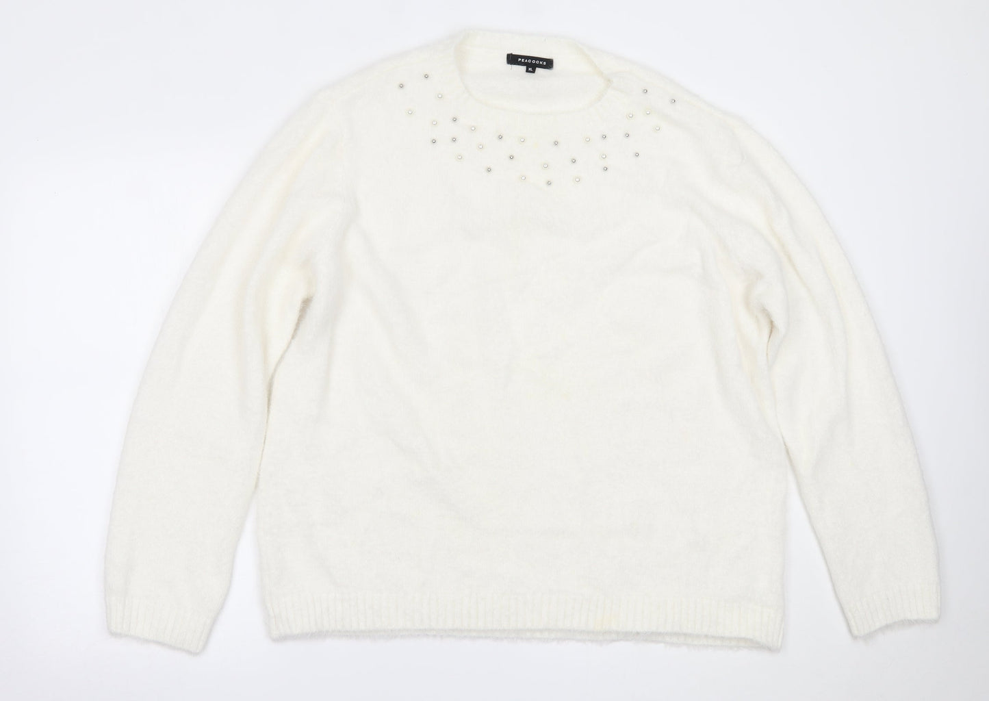 Womens UK Size XL Peacocks White Pullover Jumper