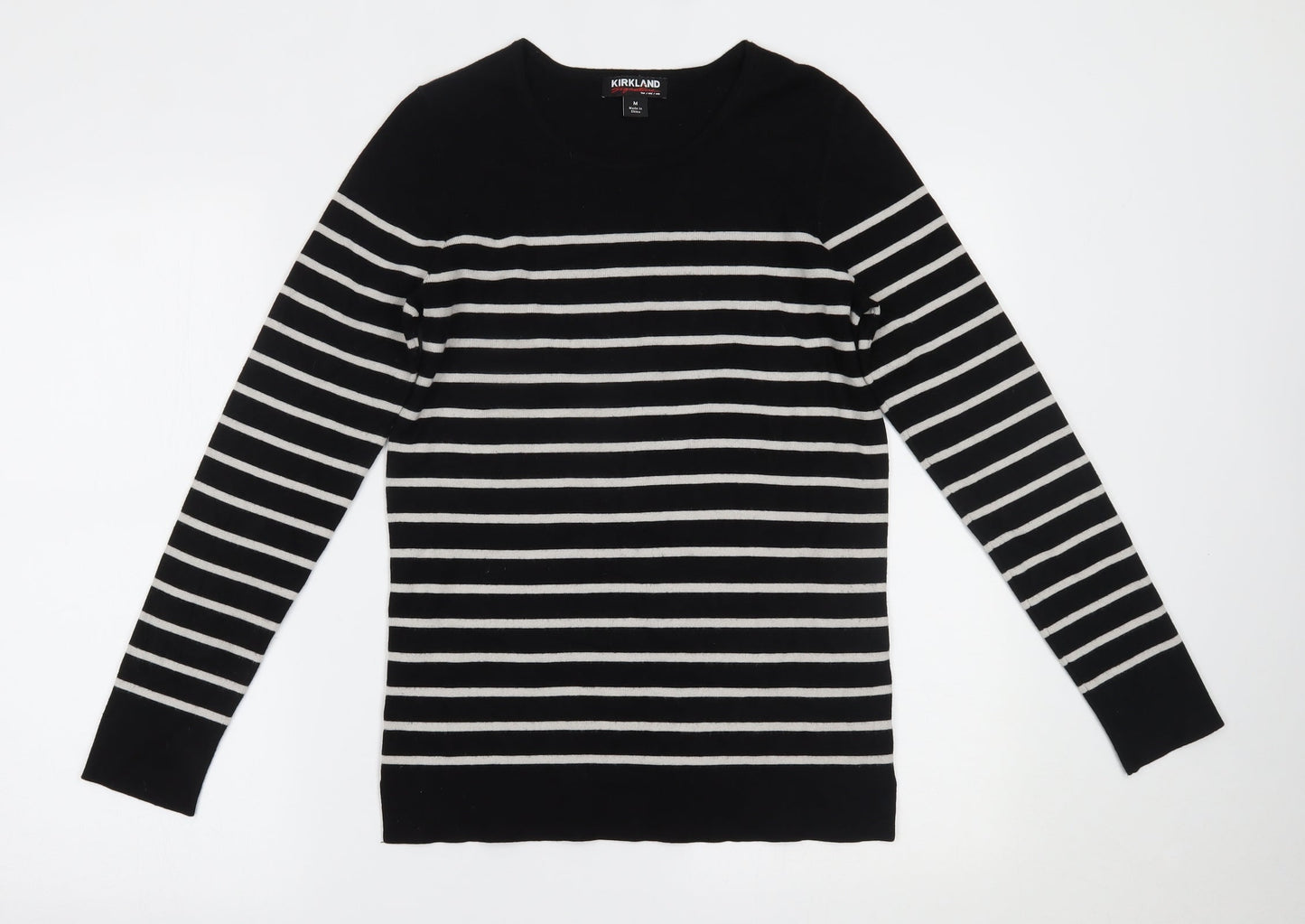 Kirkland Womens Black Striped  Basic Blouse Size M