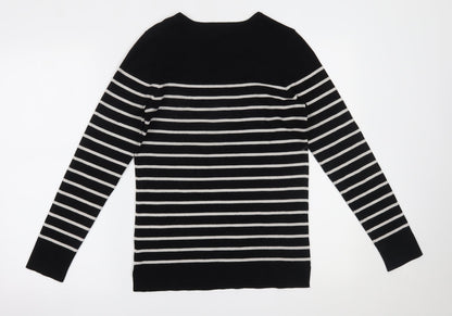 Kirkland Womens Black Striped  Basic Blouse Size M