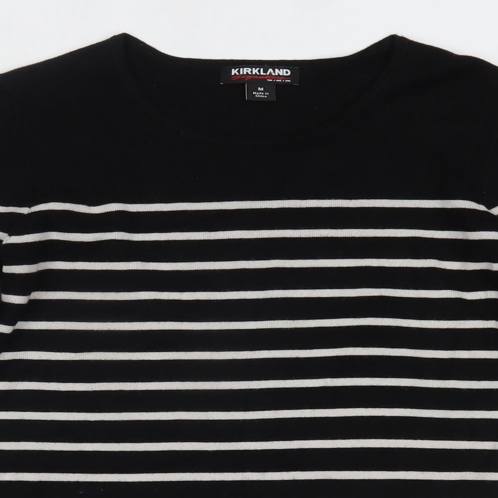 Kirkland Womens Black Striped  Basic Blouse Size M