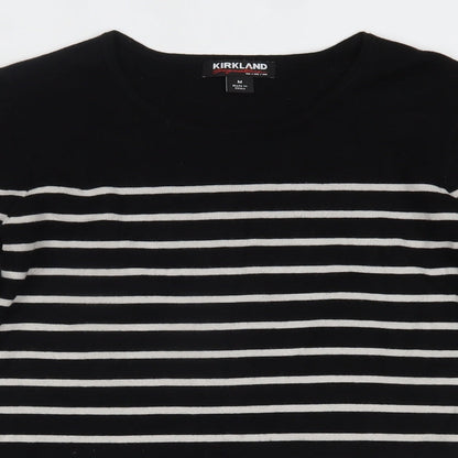 Kirkland Womens Black Striped  Basic Blouse Size M