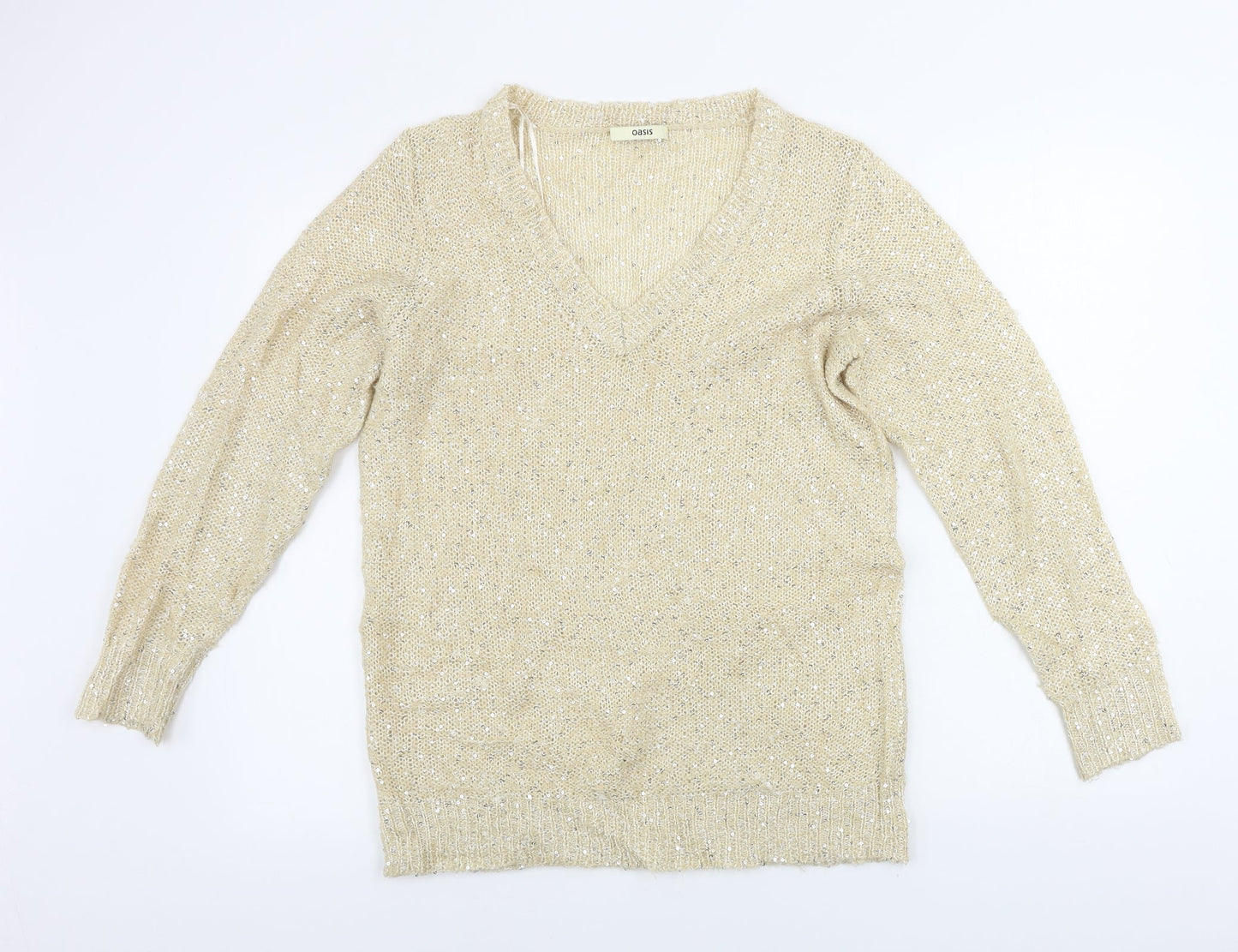 Womens UK Size L Oasis Beige Pullover Jumper