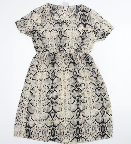 Mama-licious  Womens Beige Animal Print  A-Line  Size L