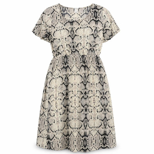 Front view of Mama-licious women’s beige animal print a-line, size L