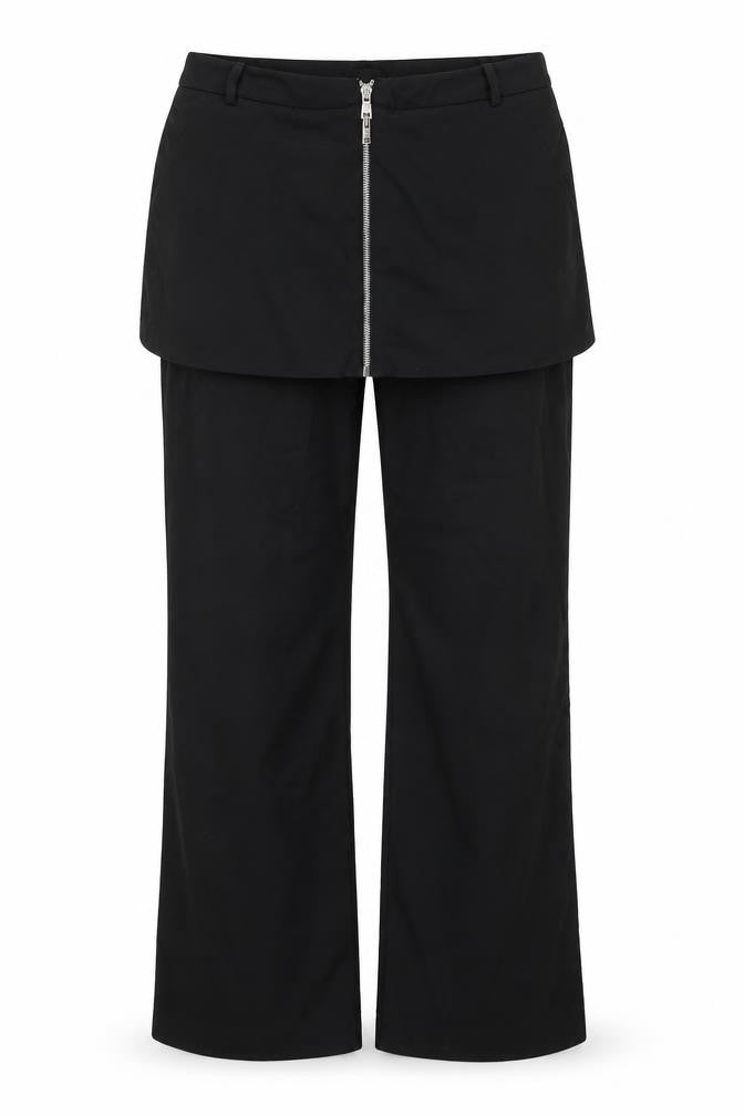 Front view of twisted sister women’s black trousers, size UK 30, in, 31-inch leg