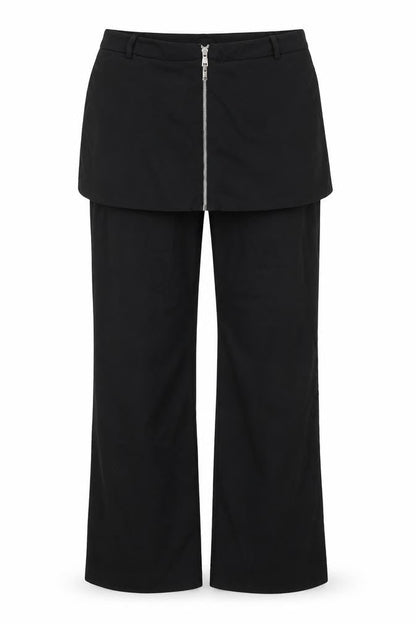 Front view of twisted sister women’s black trousers, size UK 30, in, 31-inch leg