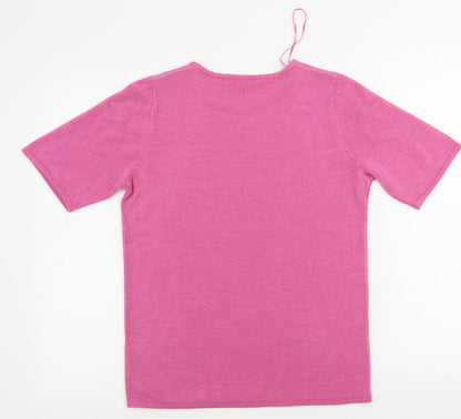 Womens UK Size 10 love knitwear Pink Basic T-Shirt