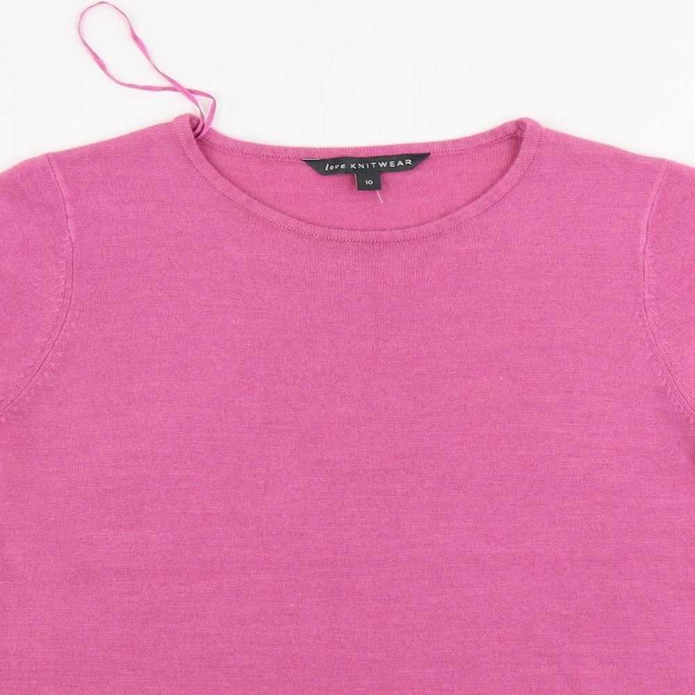 Womens UK Size 10 love knitwear Pink Basic T-Shirt