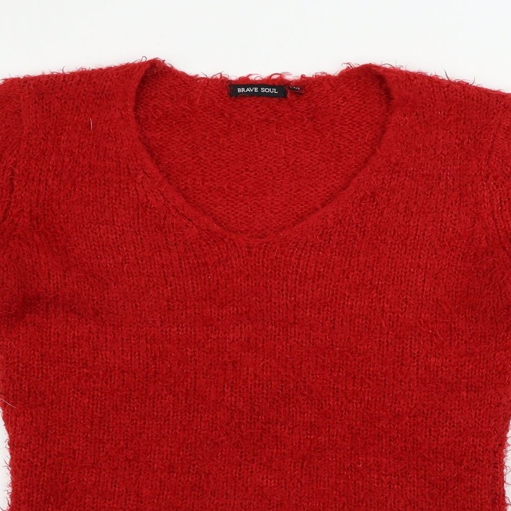Womens UK Size 10 Brave Soul Red Pullover Jumper