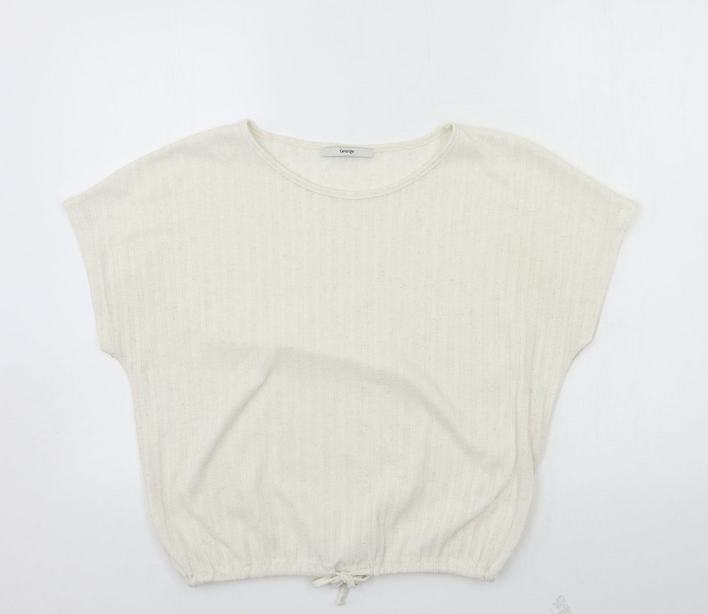 George  Womens Ivory   Basic T-Shirt Size 8