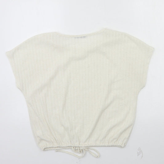 George  Womens Ivory   Basic T-Shirt Size 8