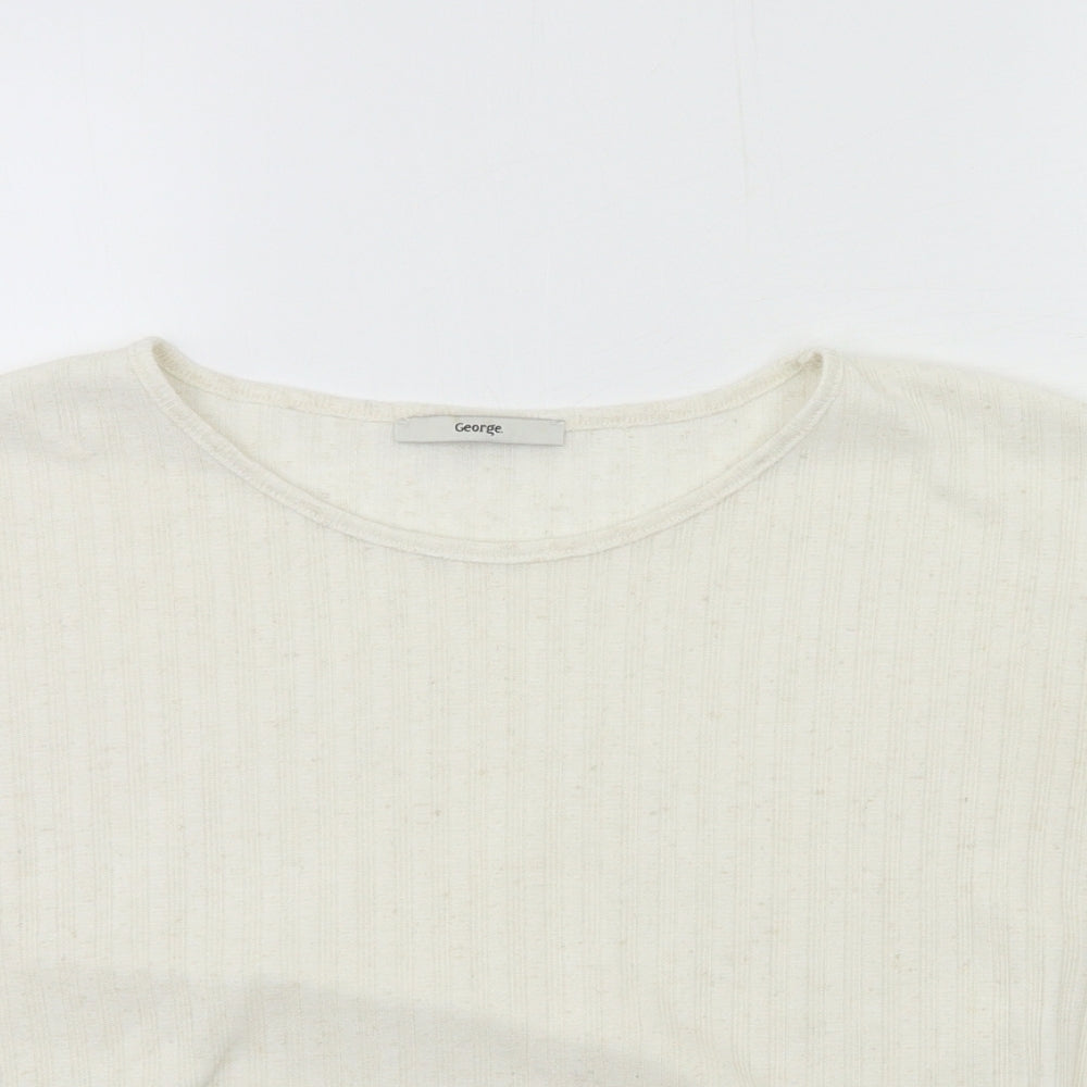 George  Womens Ivory   Basic T-Shirt Size 8