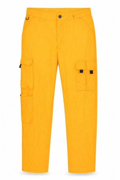 Front view of Preworn women’s orange trousers, size UK 32, in, 32-inch leg