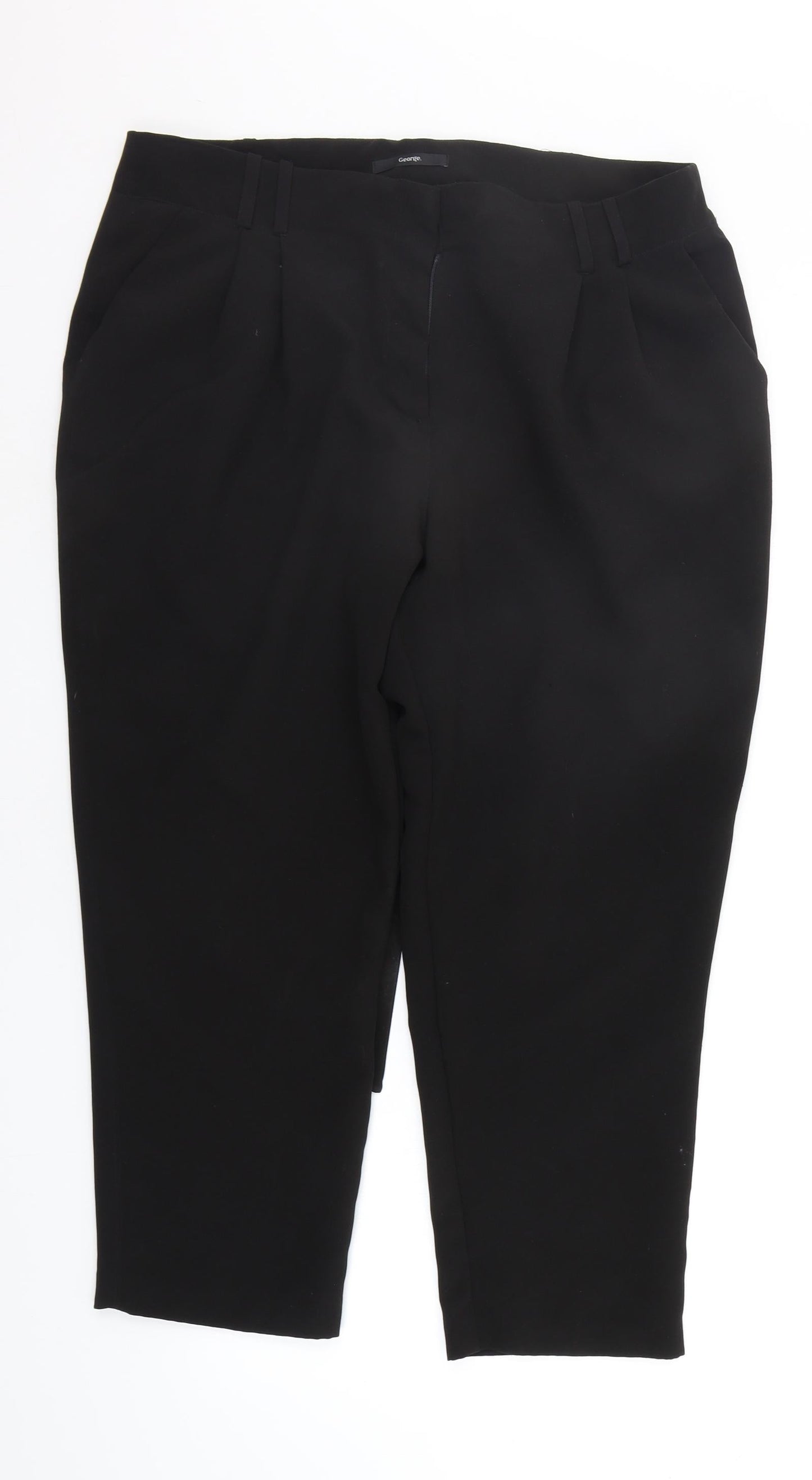 George Womens Black   Trousers  Size 16 L24 in - BELTED