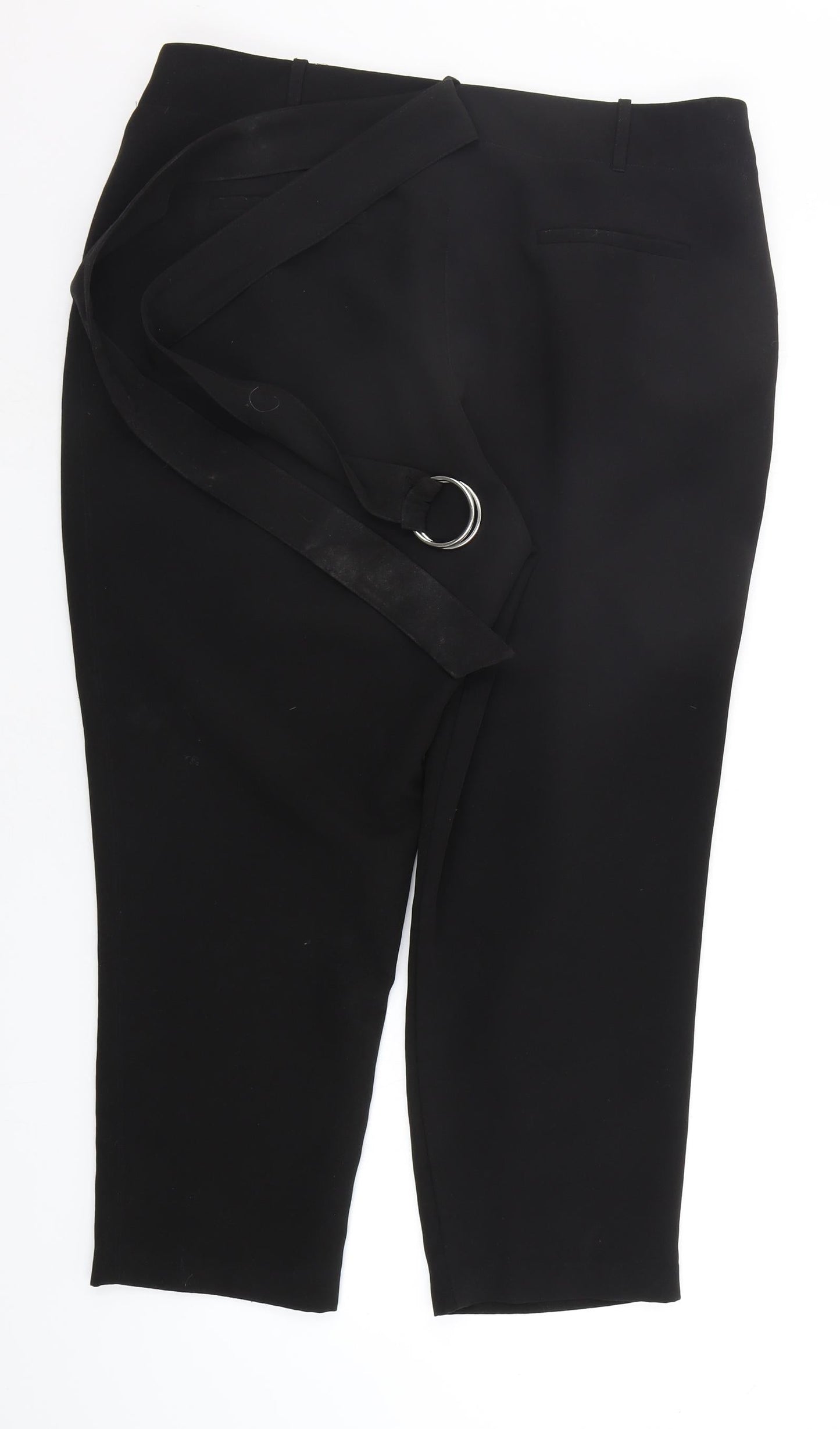 George Womens Black   Trousers  Size 16 L24 in - BELTED