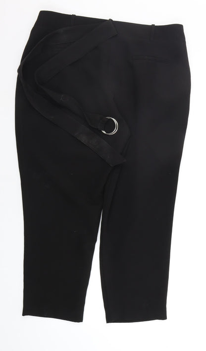 George Womens Black   Trousers  Size 16 L24 in - BELTED