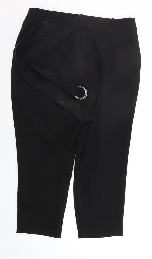 George Womens Black   Trousers  Size 16 L24 in - BELTED