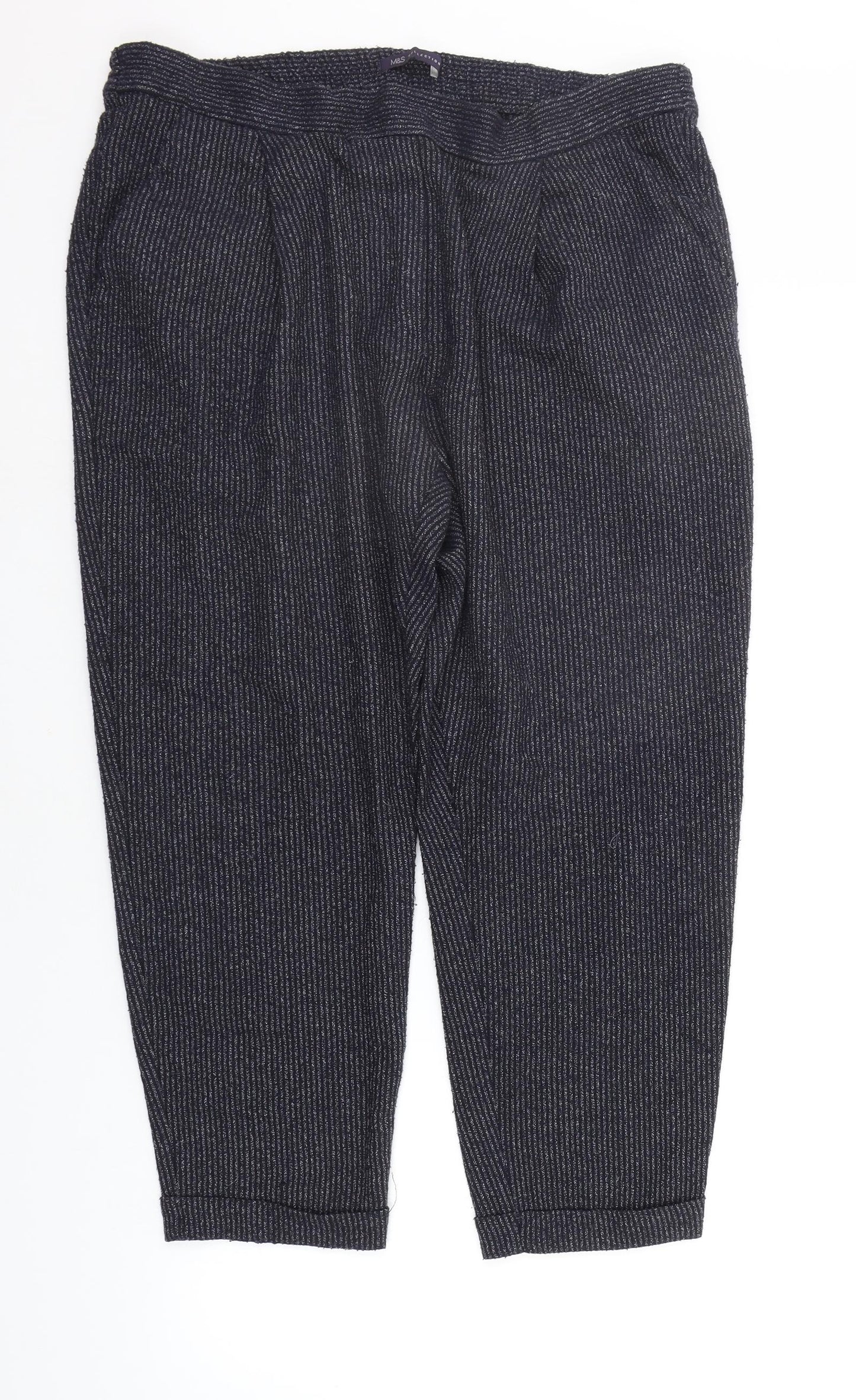 Marks and Spencer Mens Blue Striped  Jogger Trousers Size 18 L22 in