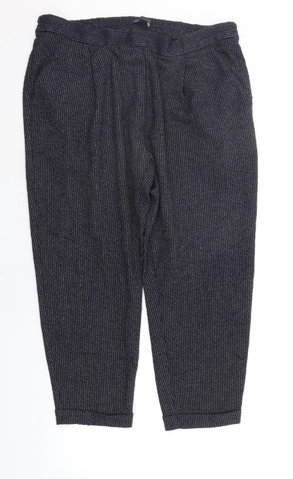 Marks and Spencer Mens Blue Striped  Jogger Trousers Size 18 L22 in