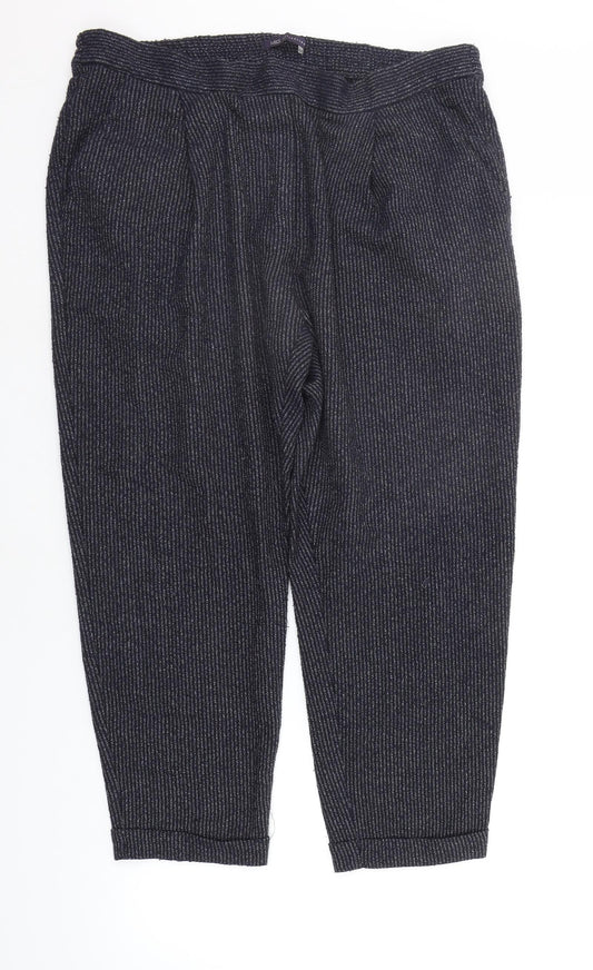 Marks and Spencer Mens Blue Striped  Jogger Trousers Size 18 L22 in