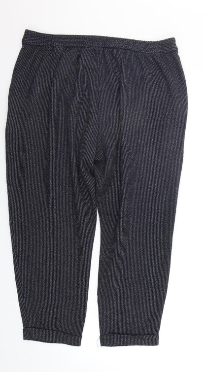 Marks and Spencer Mens Blue Striped  Jogger Trousers Size 18 L22 in