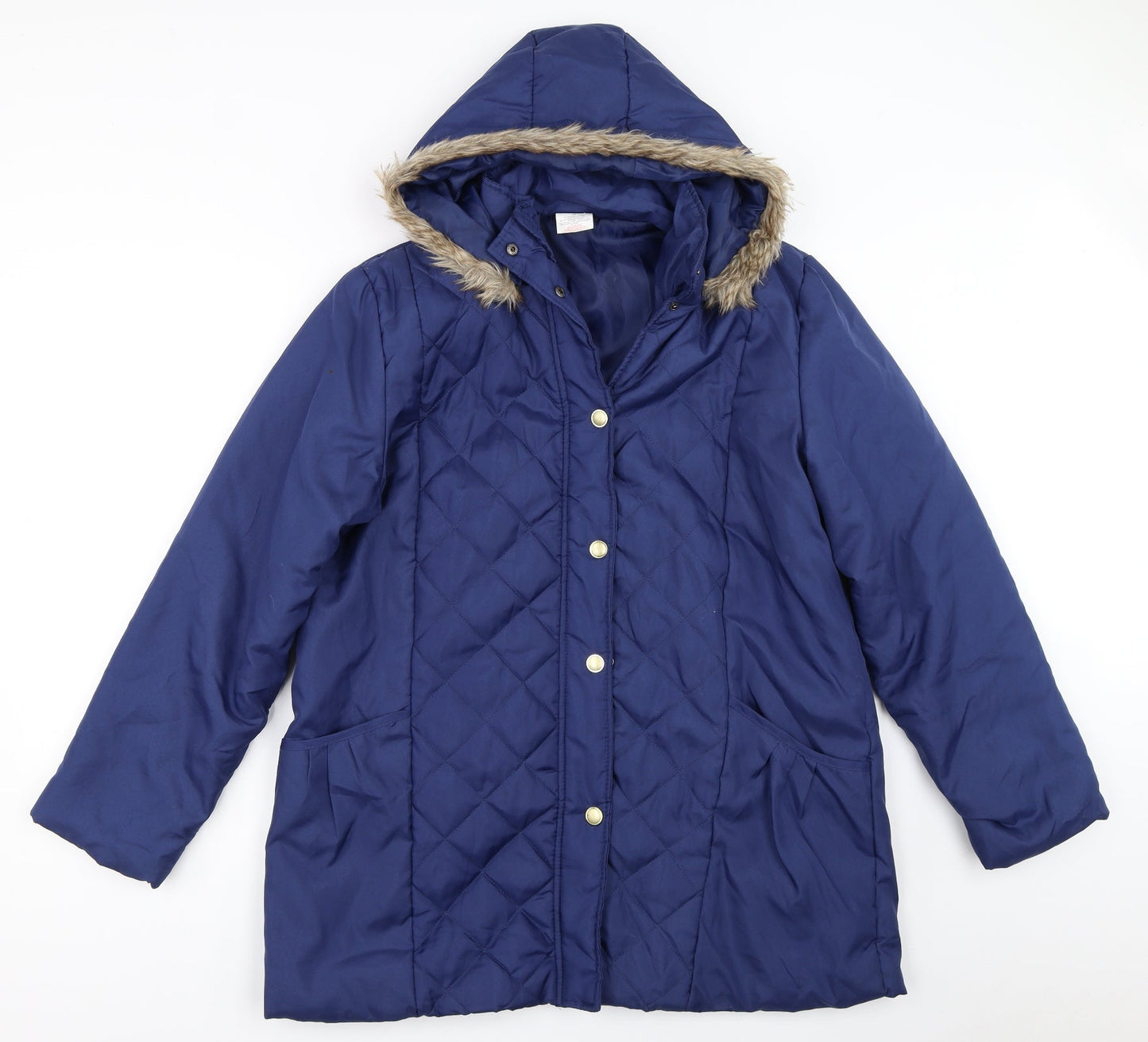 Womens UK Size M Anne De Lancay Blue Quilted Coat