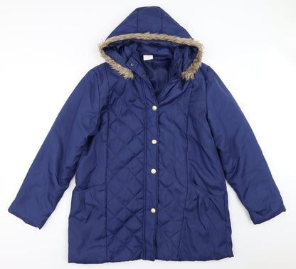 Womens UK Size M Anne De Lancay Blue Quilted Coat